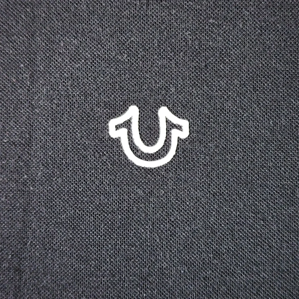 True Religion Polo Shirt Mens Large Black‎ Horseshoe Logo Excellent